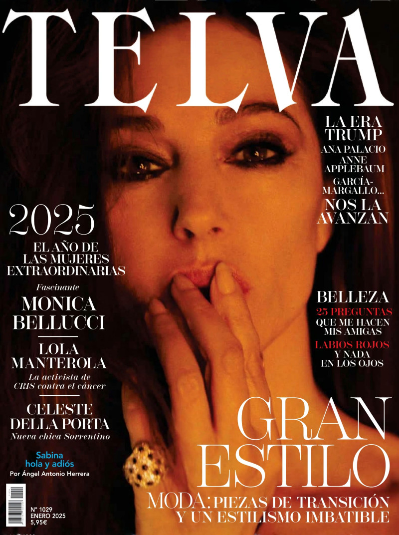 Monica Bellucci featured on the Telva cover from January 2025