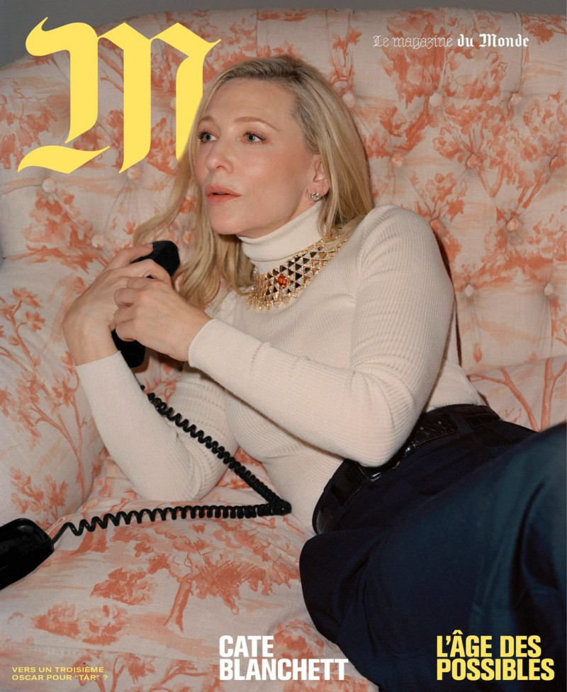 Cate Blanchett featured on the M Le Monde cover from January 2023