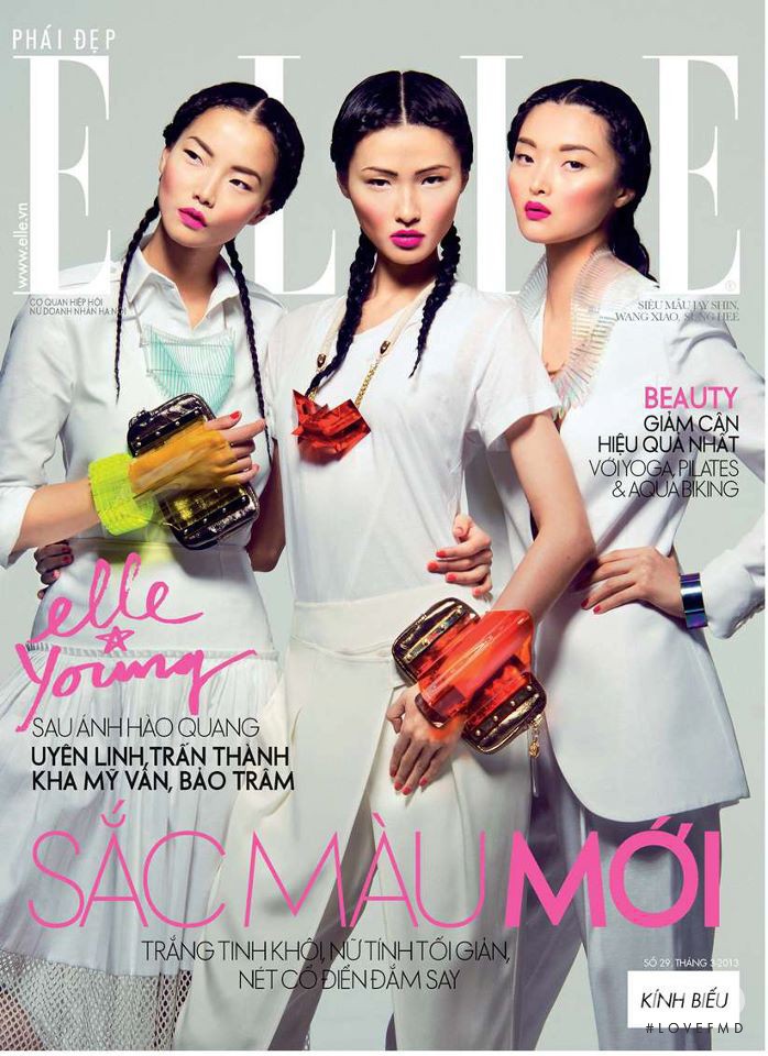 Xiao Wang (I), Jay Shin, Sung Hee Kim featured on the Elle Vietnam cover from March 2013