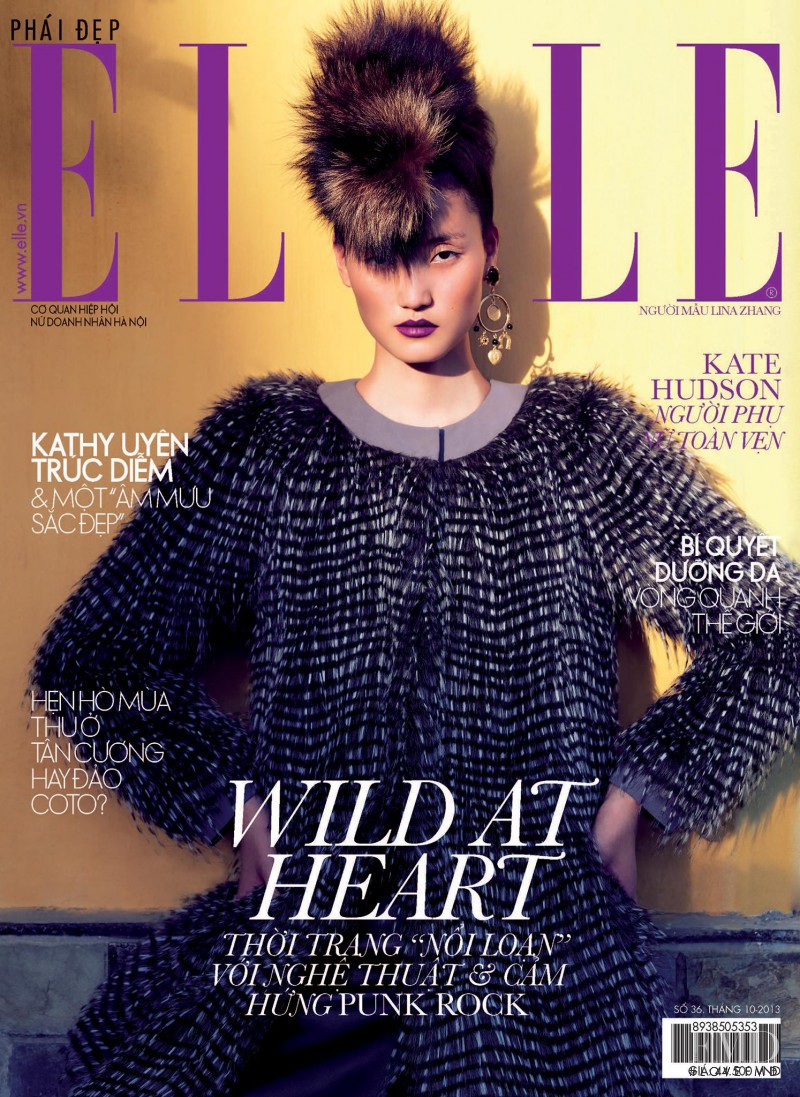 Lina Zhang featured on the Elle Vietnam cover from October 2013