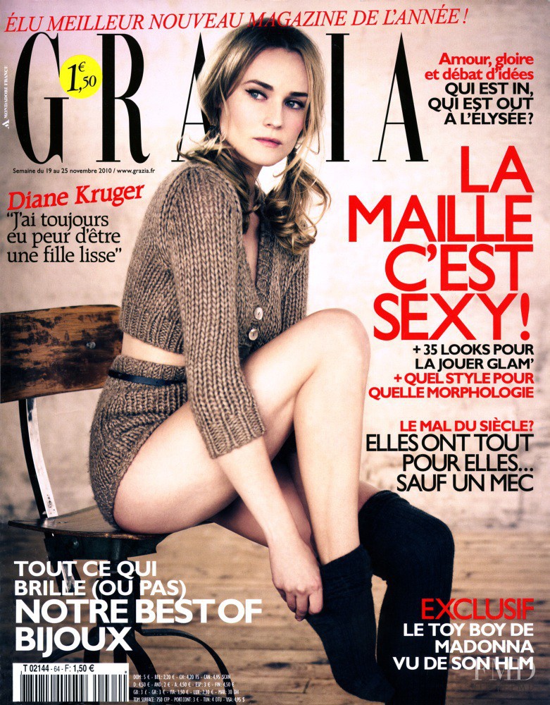 Diane Heidkruger featured on the Grazia France cover from November 2010