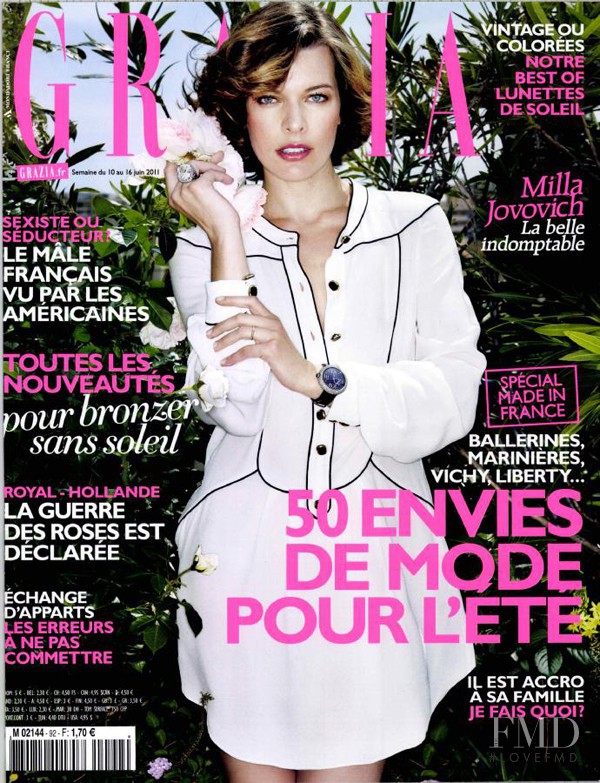 Milla Jovovich featured on the Grazia France cover from June 2011