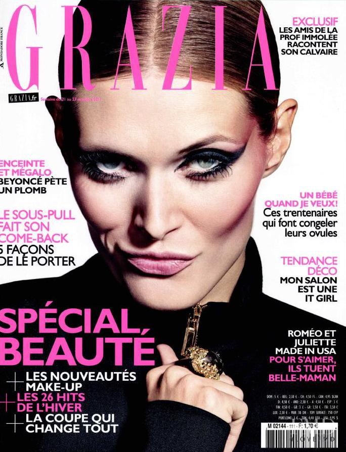 Malgosia Bela featured on the Grazia France cover from October 2011
