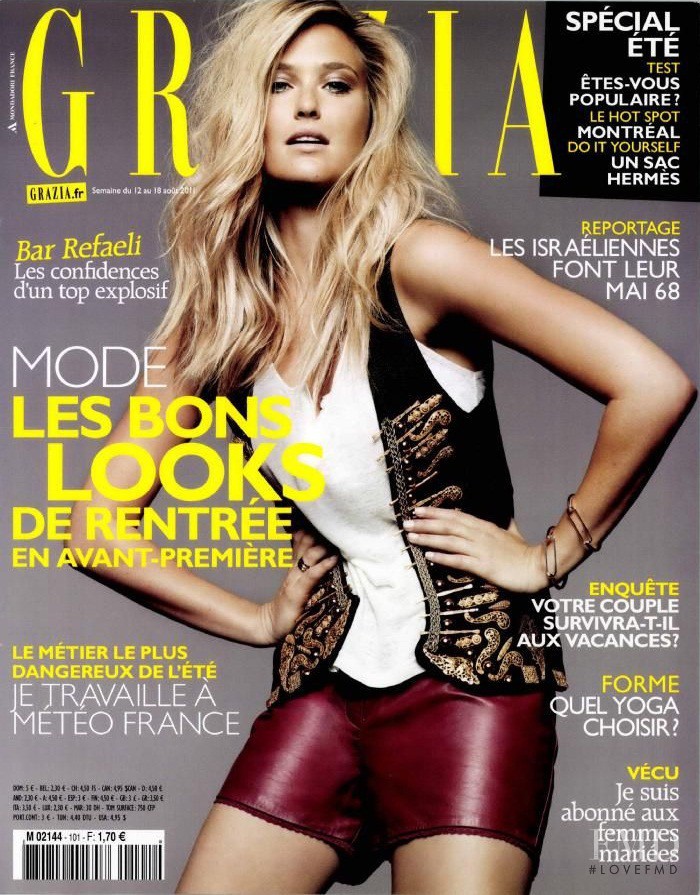 Bar Refaeli featured on the Grazia France cover from September 2011