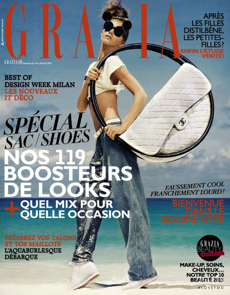 Malgozata Moksecka featured on the Grazia France cover from April 2013