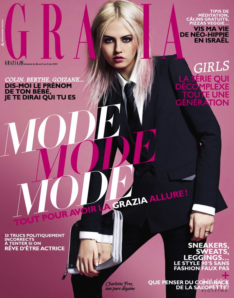 Charlotte Free featured on the Grazia France cover from April 2013