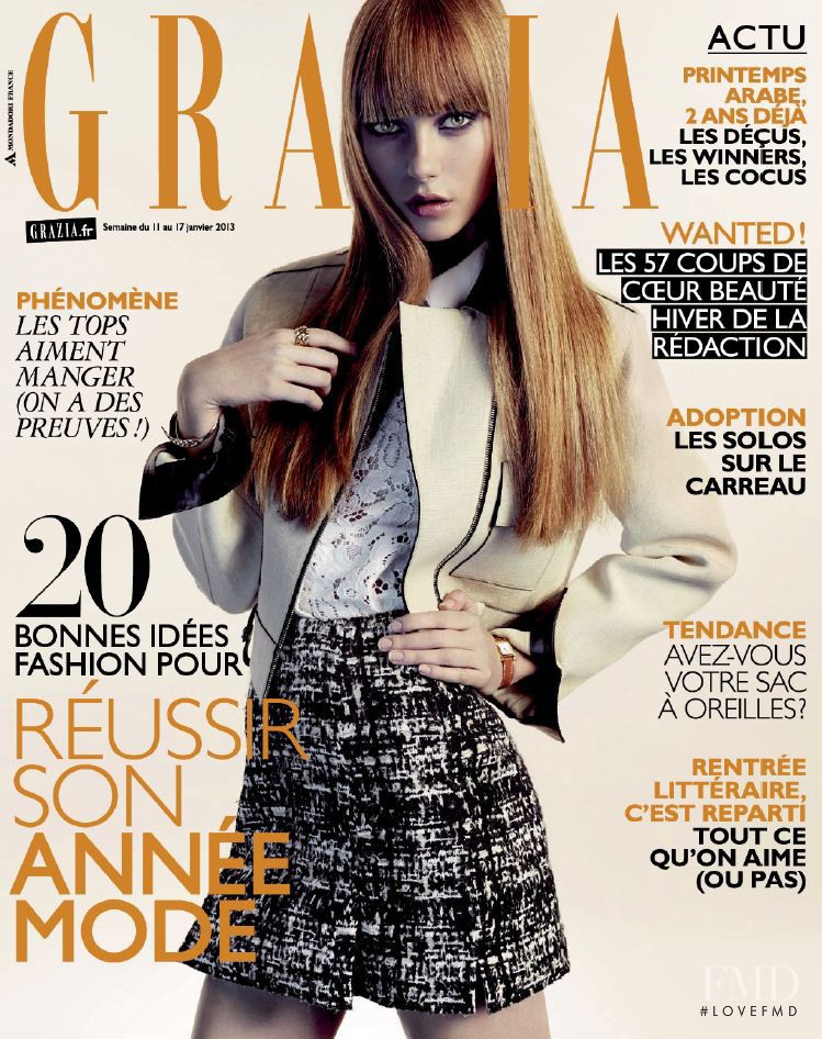 Alexandra Tikerpuu featured on the Grazia France cover from January 2013