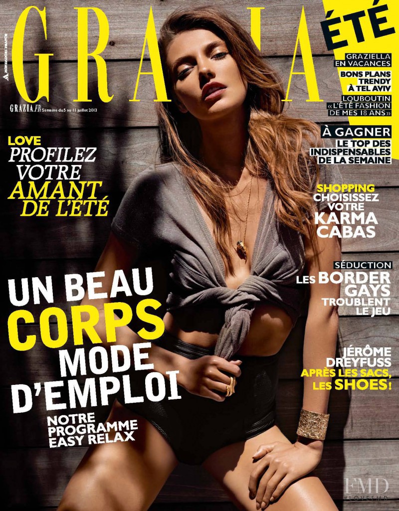 Alina Baikova featured on the Grazia France cover from July 2013