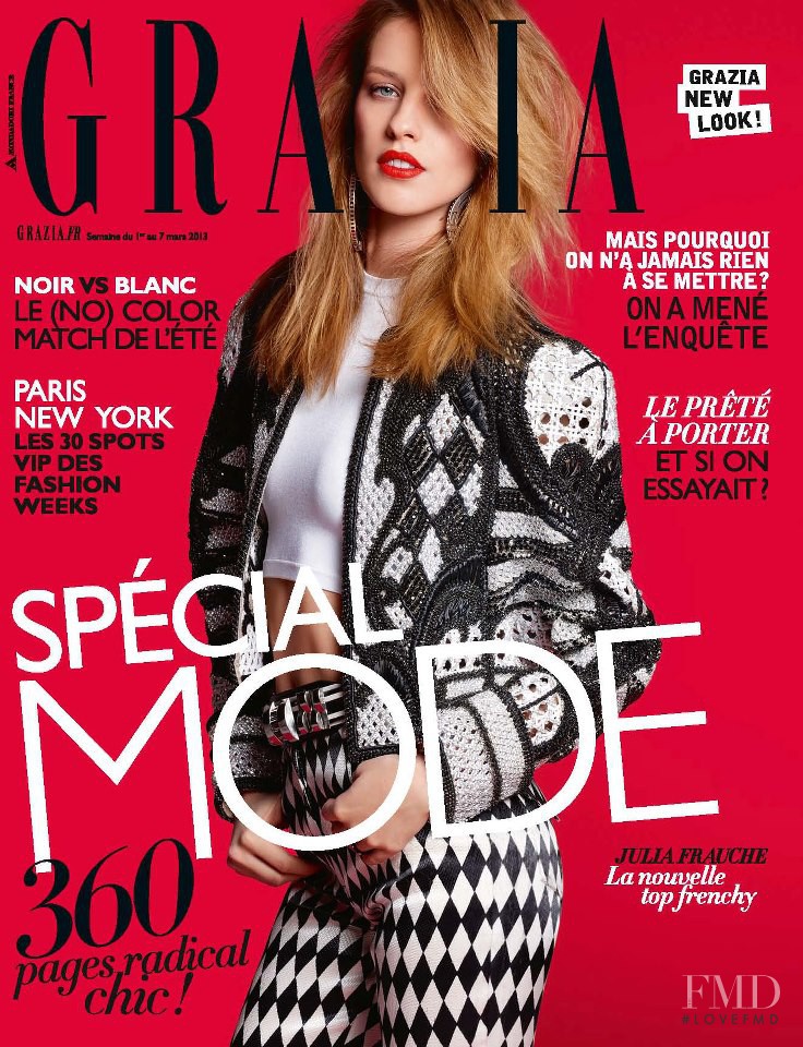 Julia Frauche featured on the Grazia France cover from March 2013
