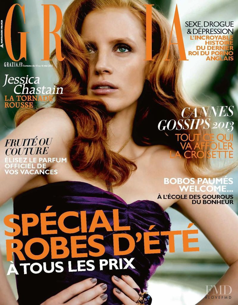 Jessica Chastain featured on the Grazia France cover from May 2013