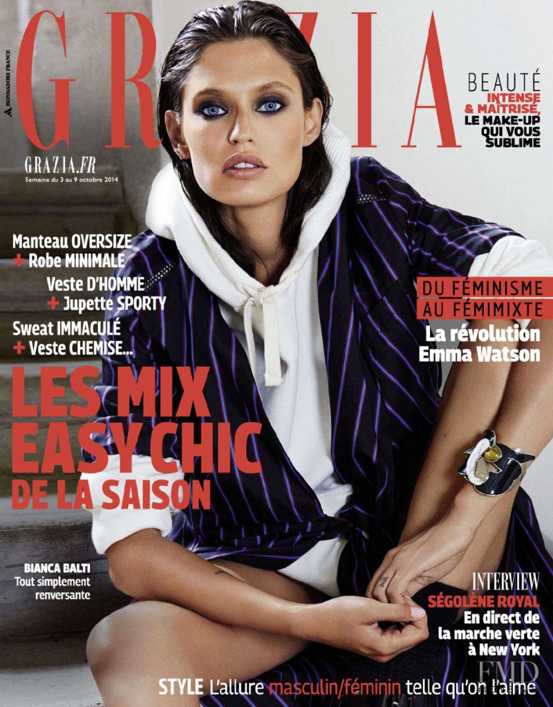 Bianca Balti featured on the Grazia France cover from October 2014