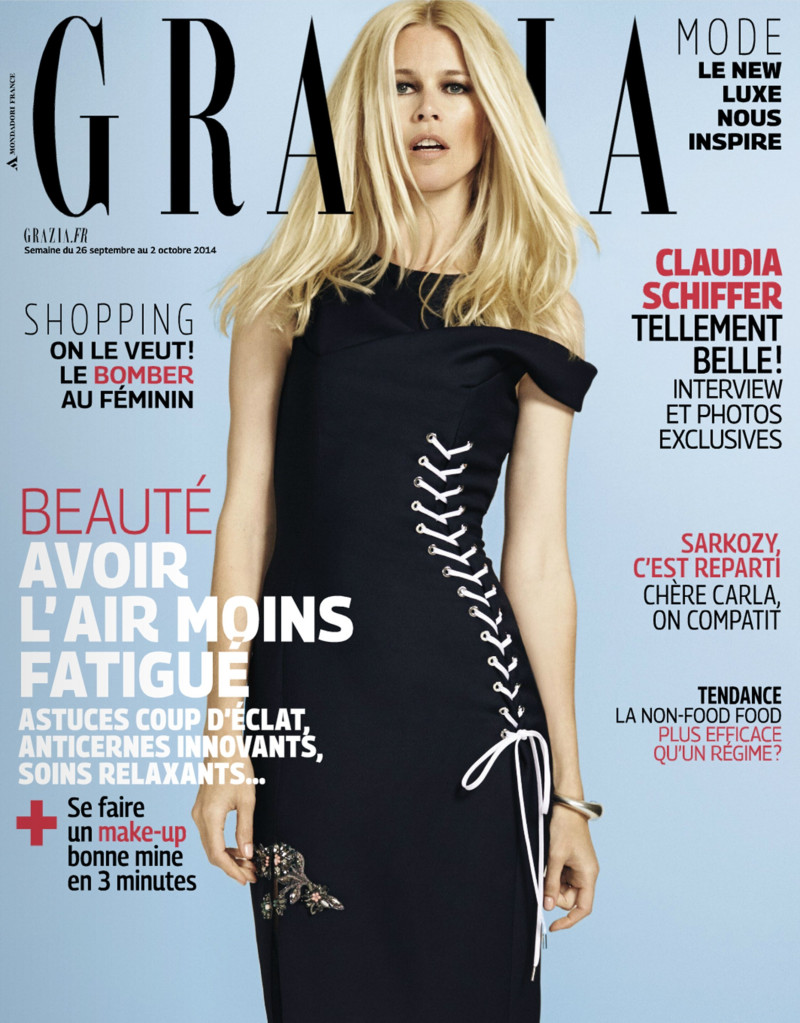 Claudia Schiffer featured on the Grazia France cover from September 2014