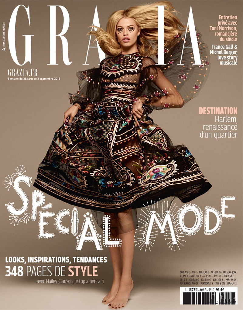 Hailey Clauson featured on the Grazia France cover from August 2015