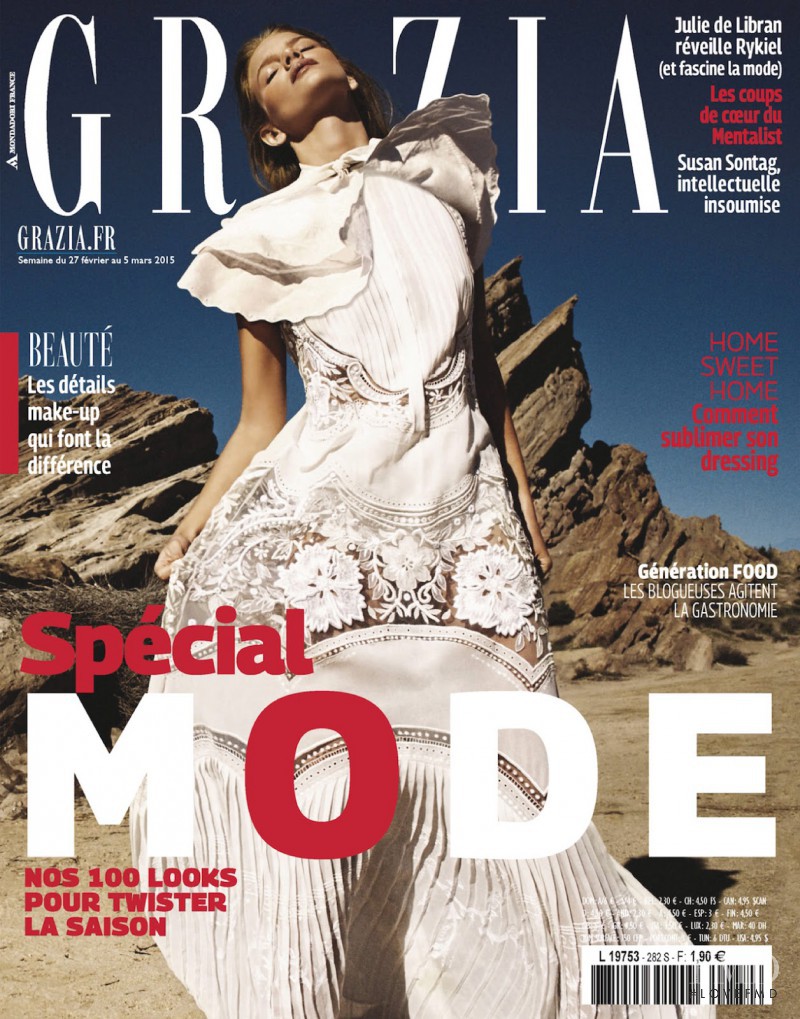 Marloes Horst featured on the Grazia France cover from February 2015