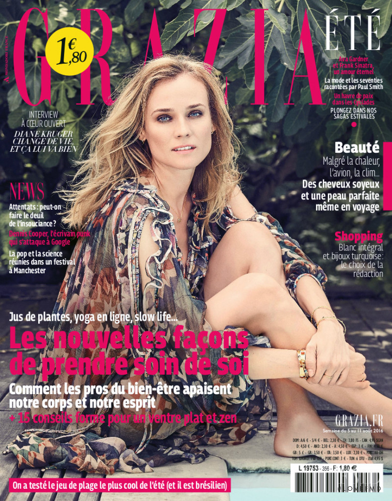 Diane Heidkruger featured on the Grazia France cover from August 2016