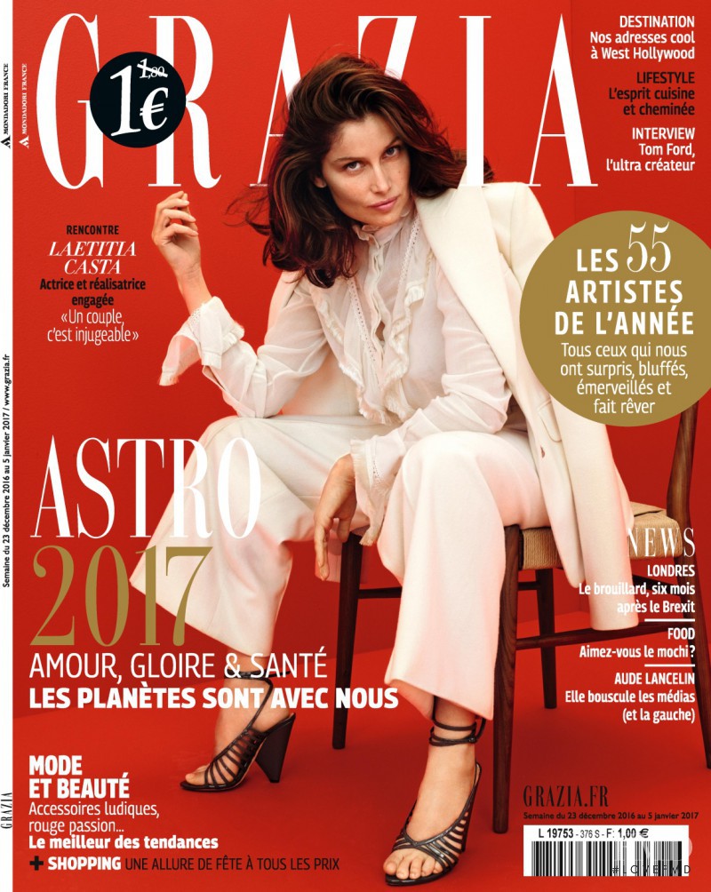 Laetitia Casta featured on the Grazia France cover from December 2016