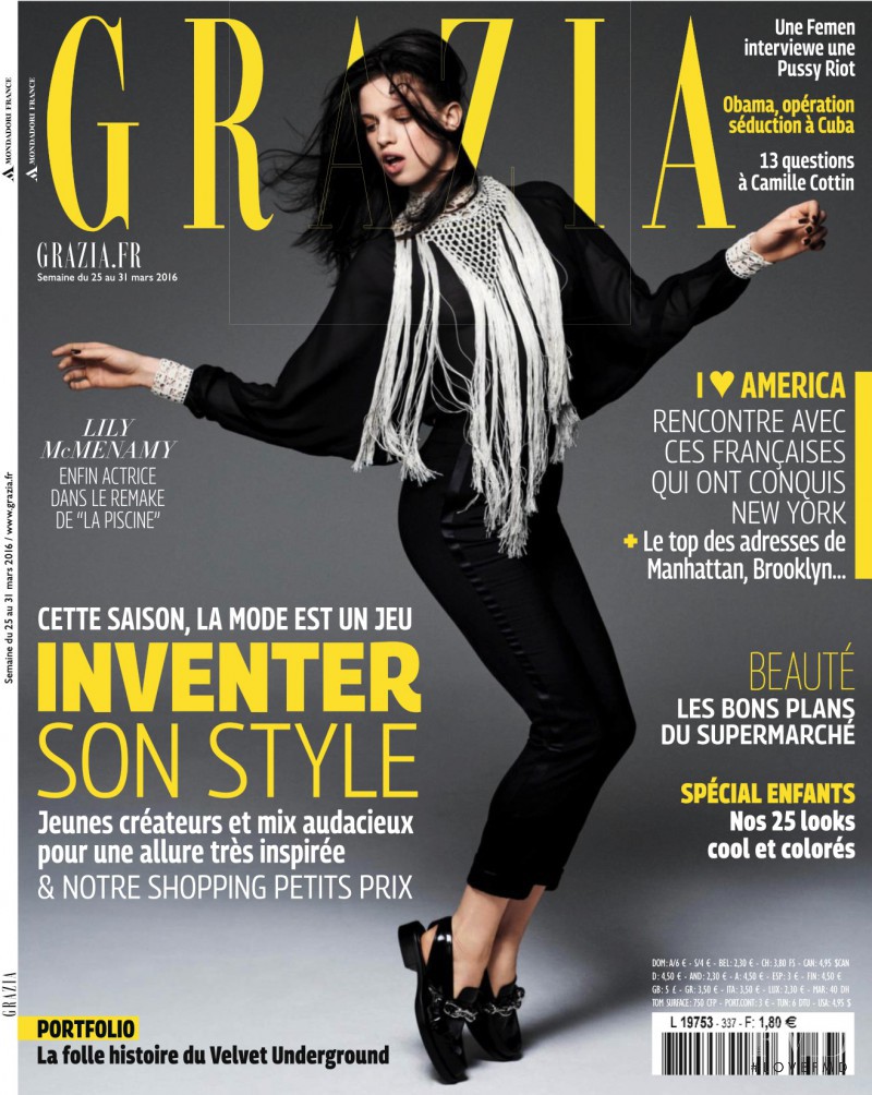Lily McMenamy featured on the Grazia France cover from March 2016