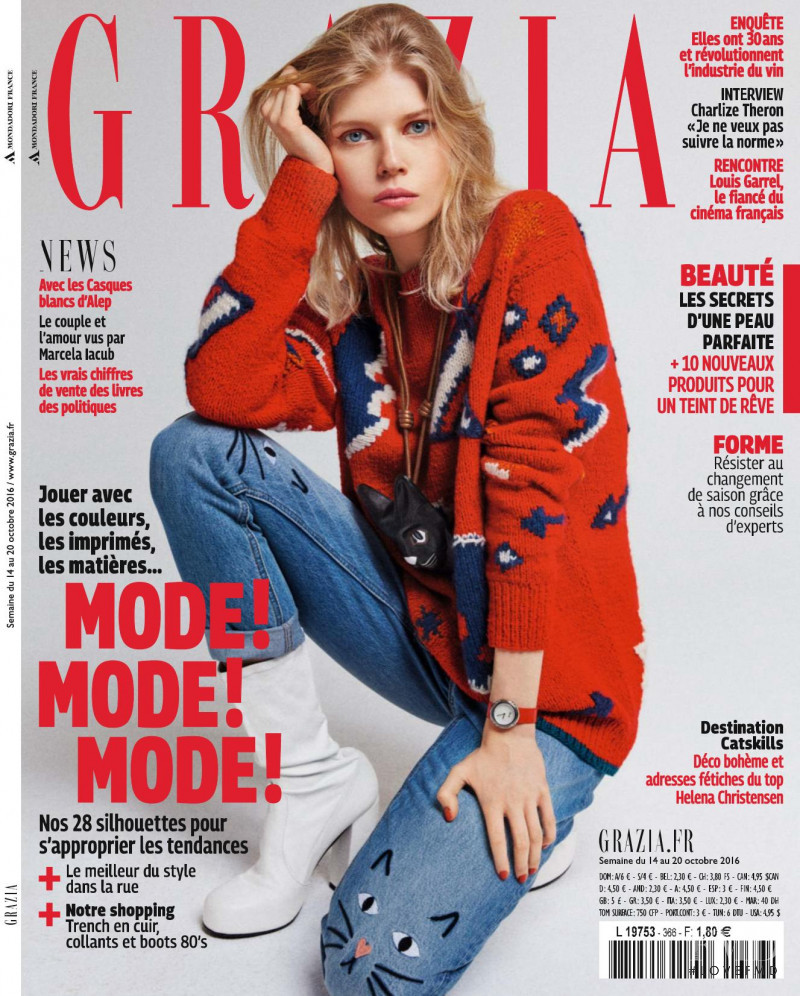 Ola Rudnicka featured on the Grazia France cover from October 2016