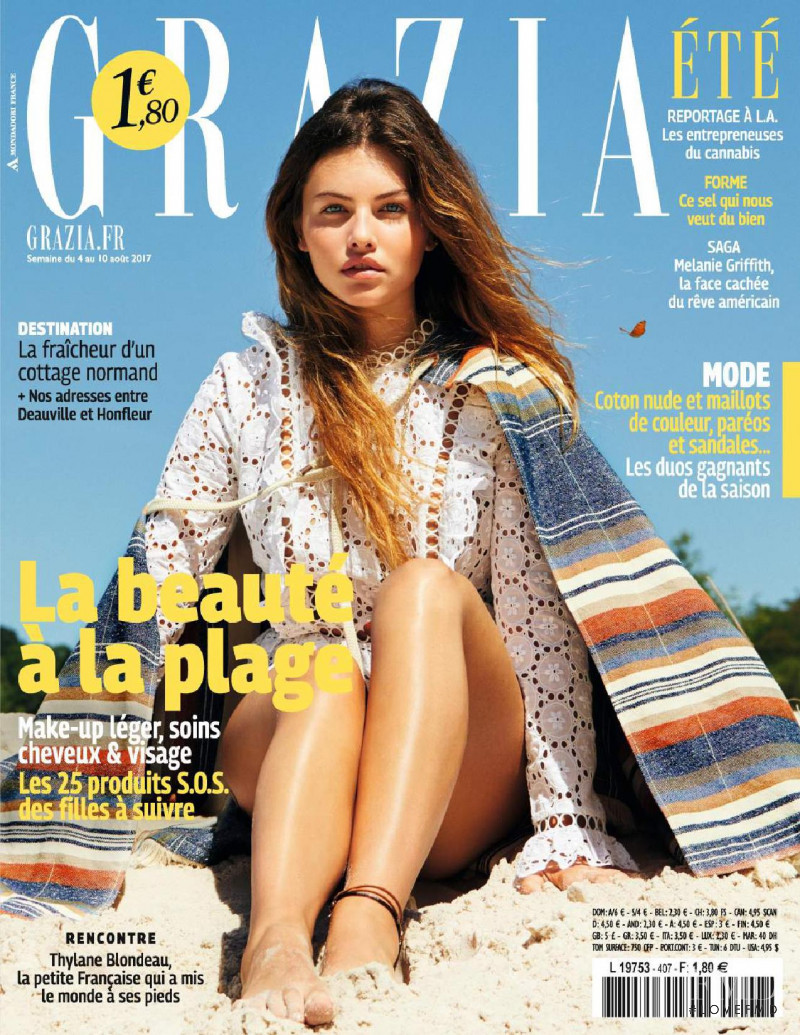 Thylane Blondeau featured on the Grazia France cover from August 2017