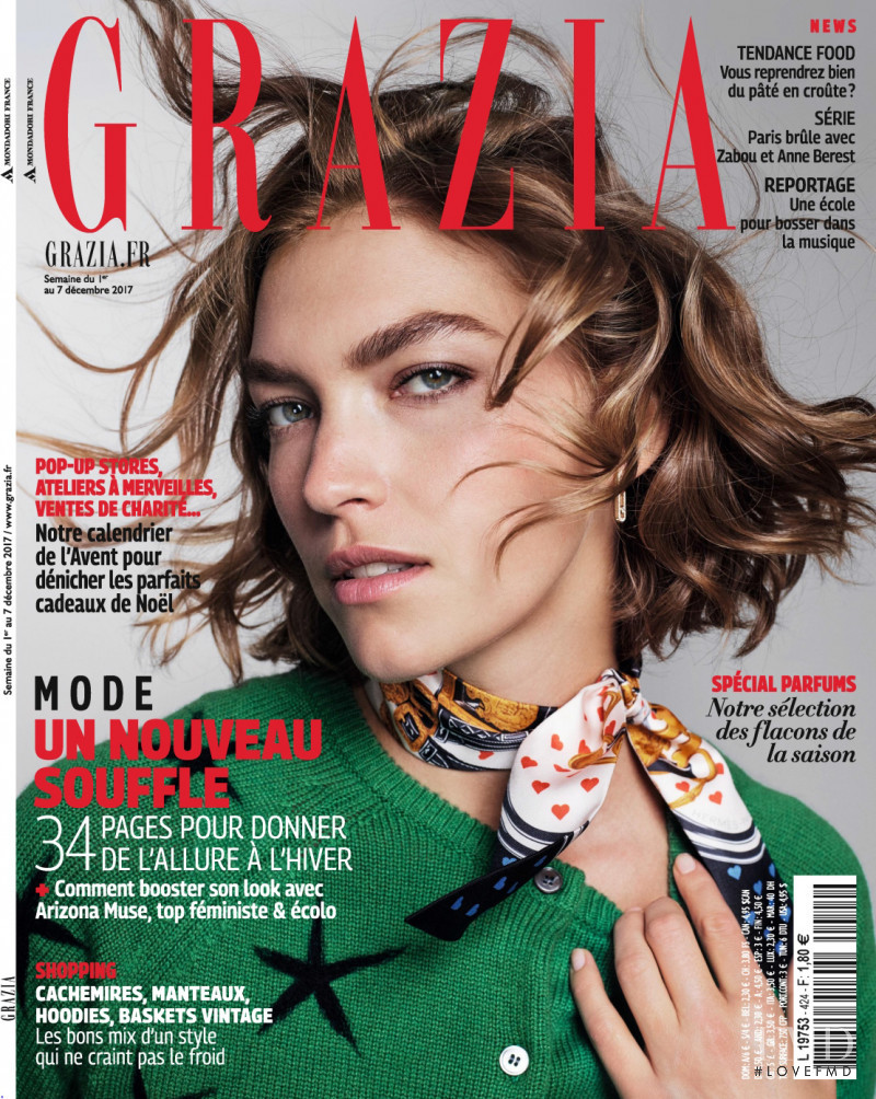 Arizona Muse featured on the Grazia France cover from December 2017