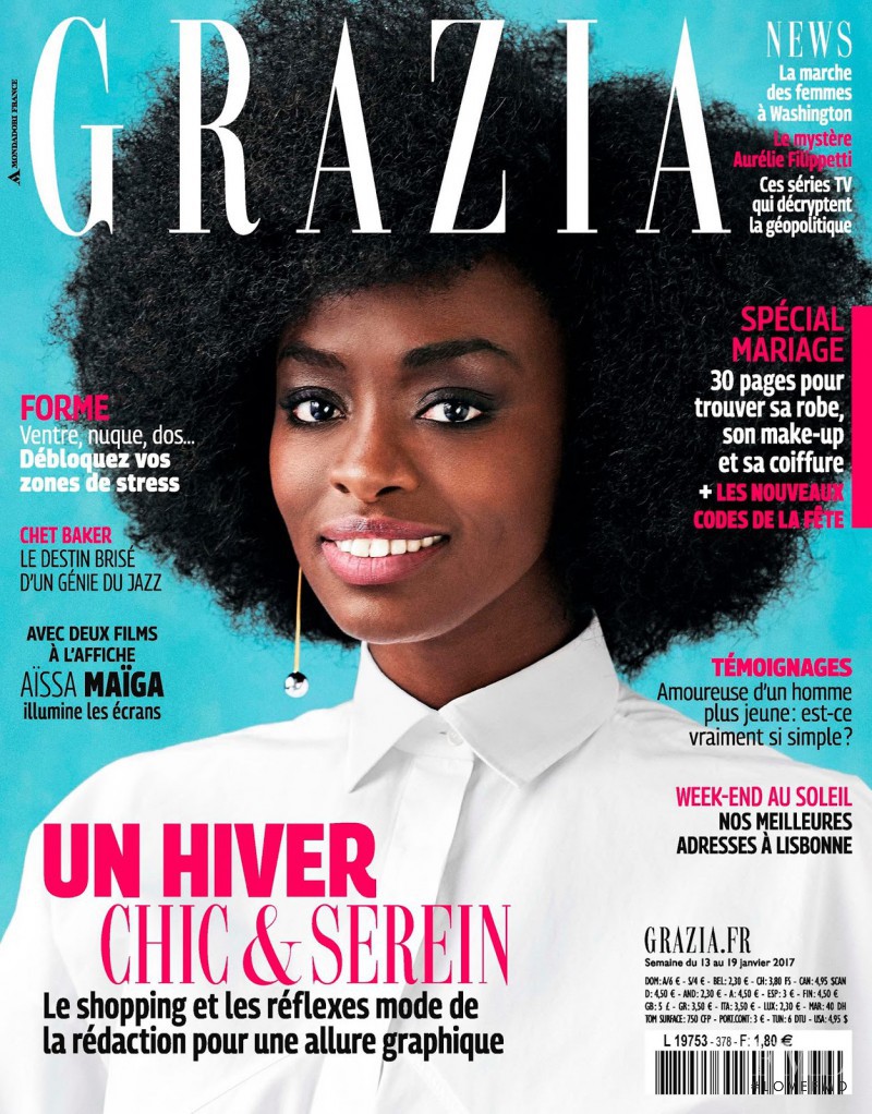 Aissa Maiga featured on the Grazia France cover from January 2017