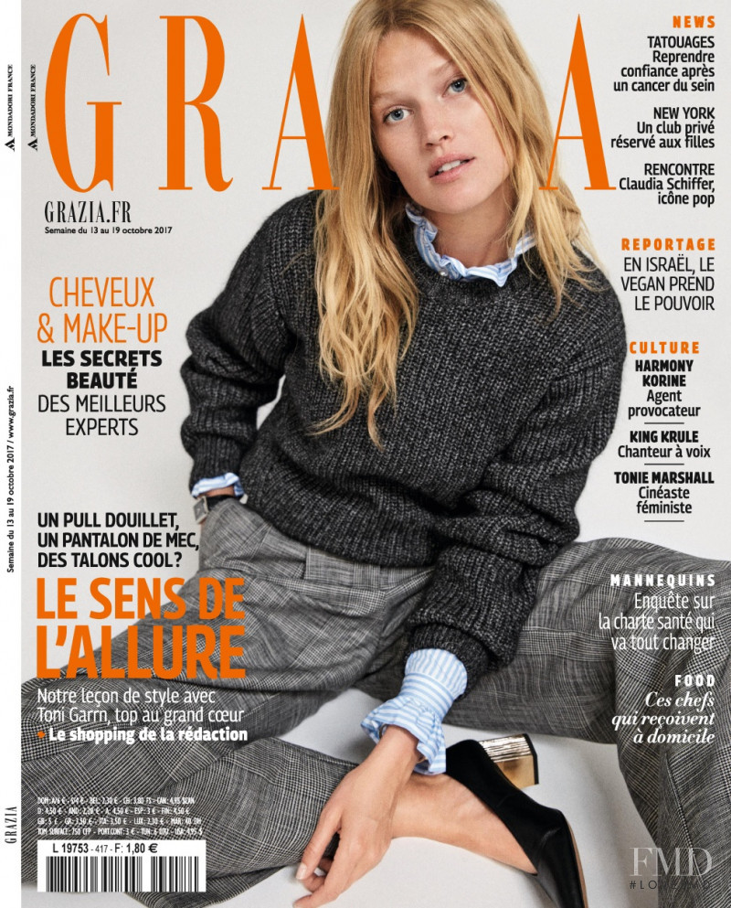 Toni Garrn featured on the Grazia France cover from October 2017