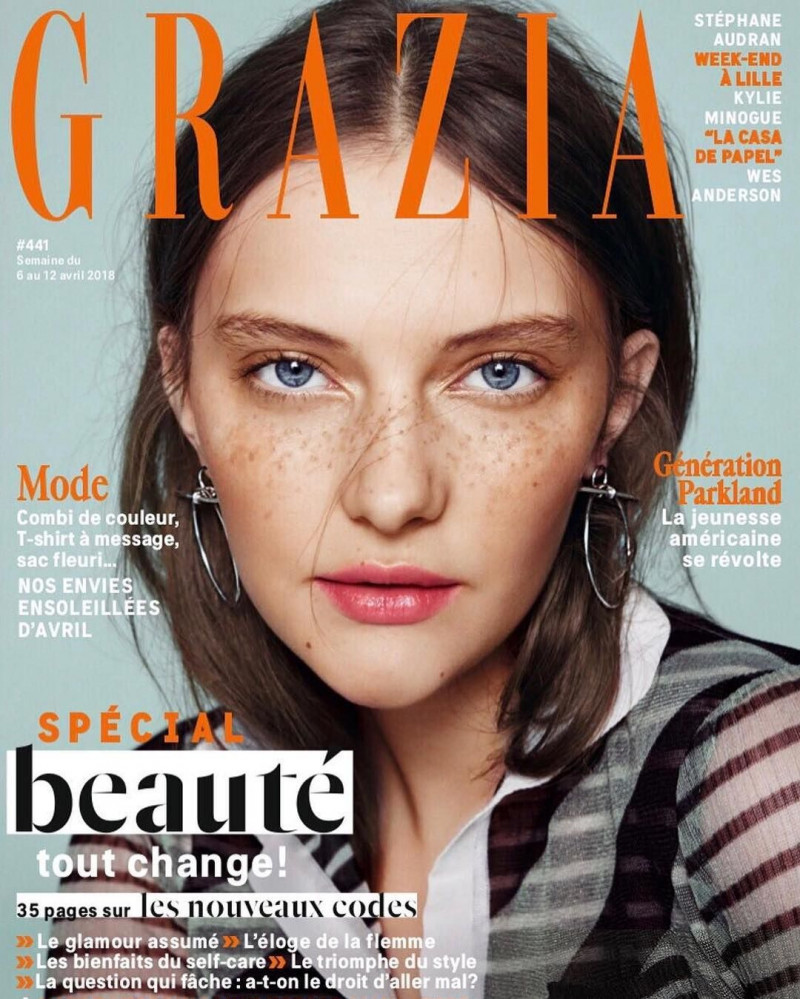 Kristina Vovk featured on the Grazia France cover from April 2018