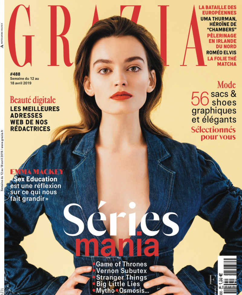 Emma Mackey featured on the Grazia France cover from April 2019