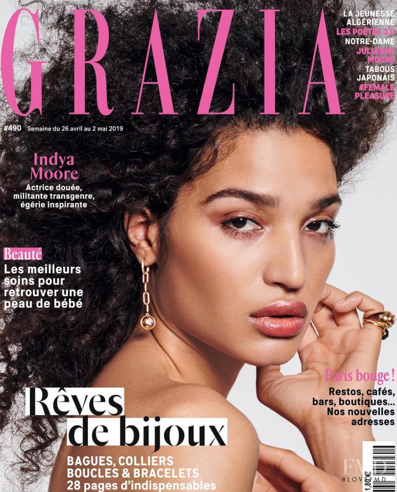 Indya Moore featured on the Grazia France cover from April 2019