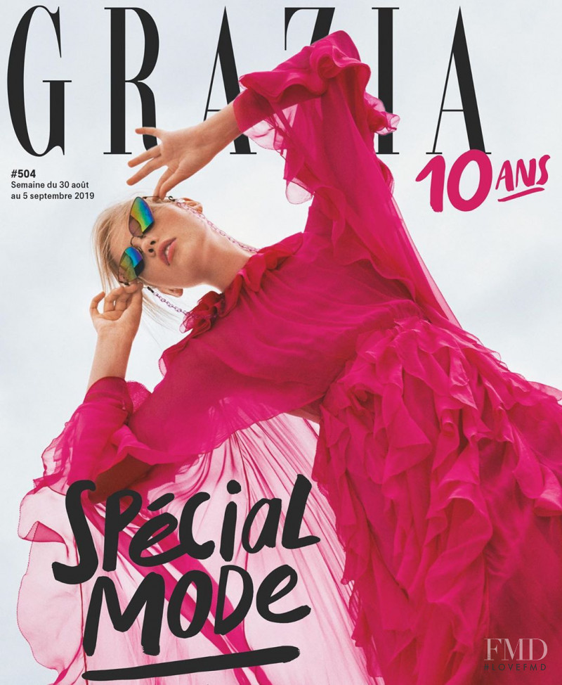 Viktoriia Gerasimova featured on the Grazia France cover from August 2019