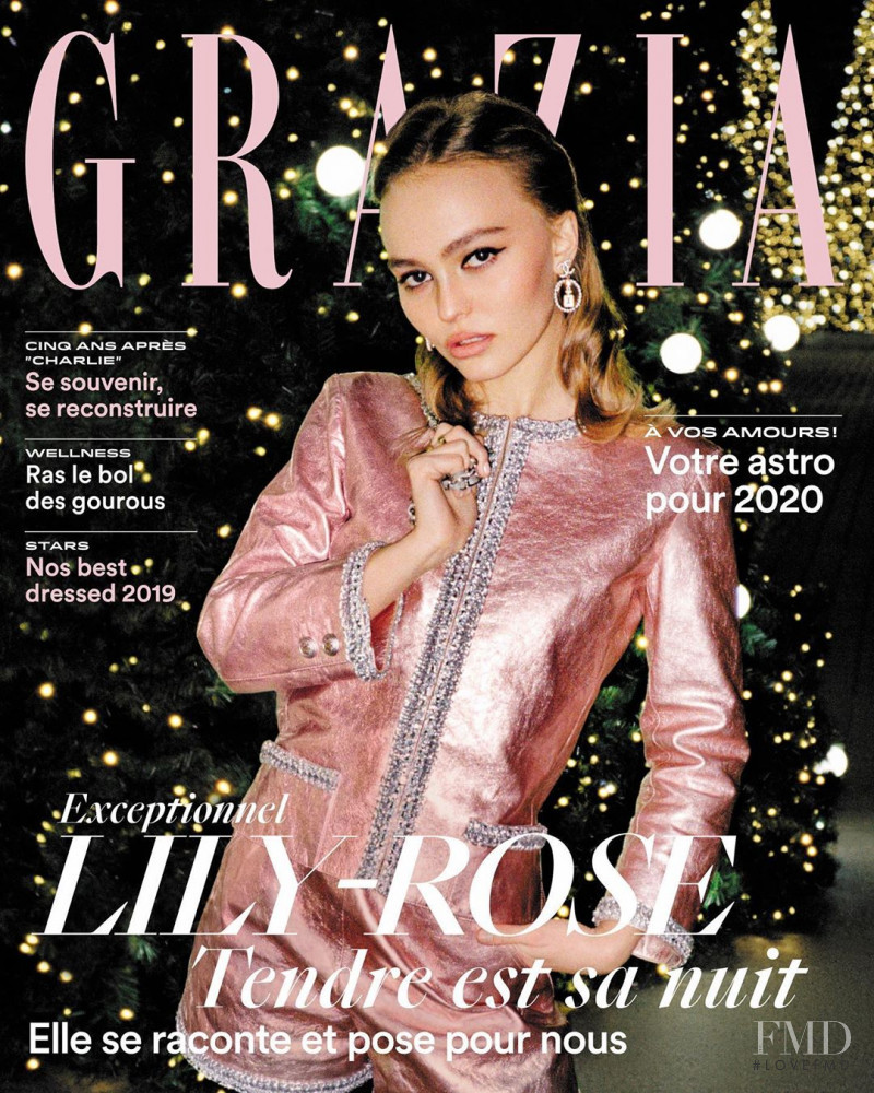 Lily-Rose Depp featured on the Grazia France cover from December 2019