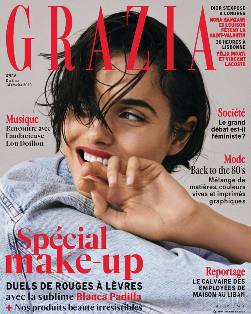 Blanca Padilla featured on the Grazia France cover from February 2019