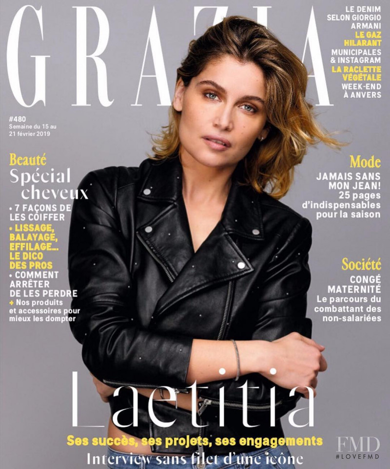 Laetitia Casta featured on the Grazia France cover from February 2019