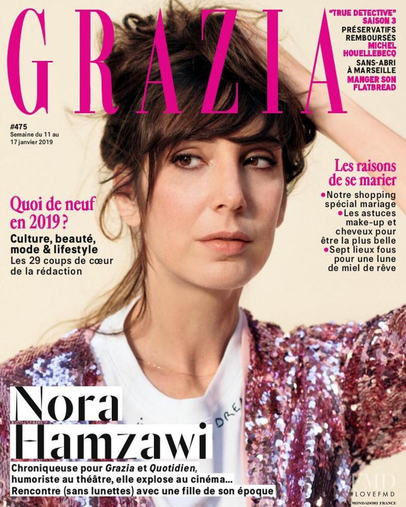 Nora Hamzawi featured on the Grazia France cover from January 2019