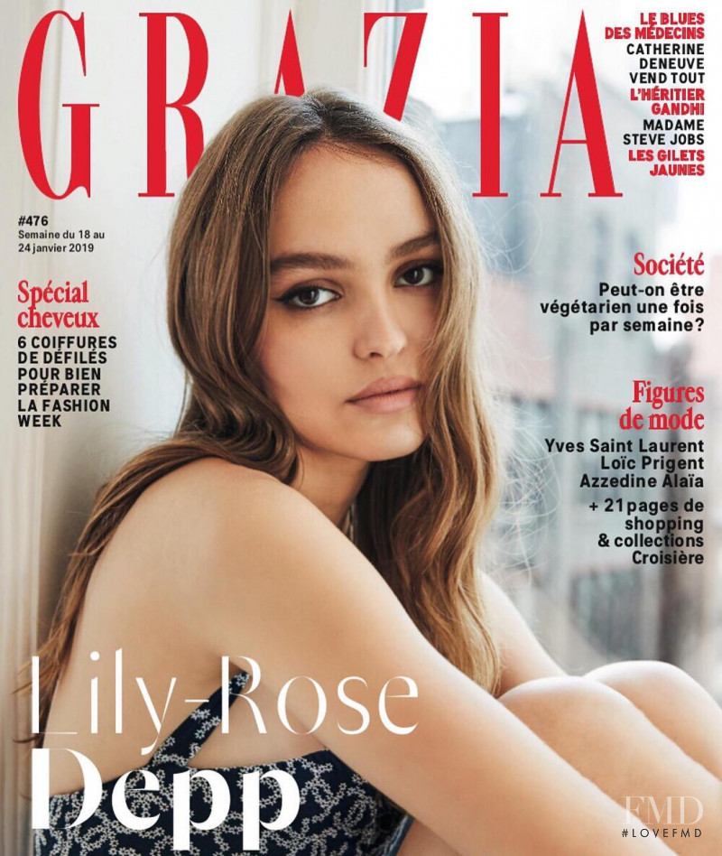 Lily-Rose Depp featured on the Grazia France cover from January 2019