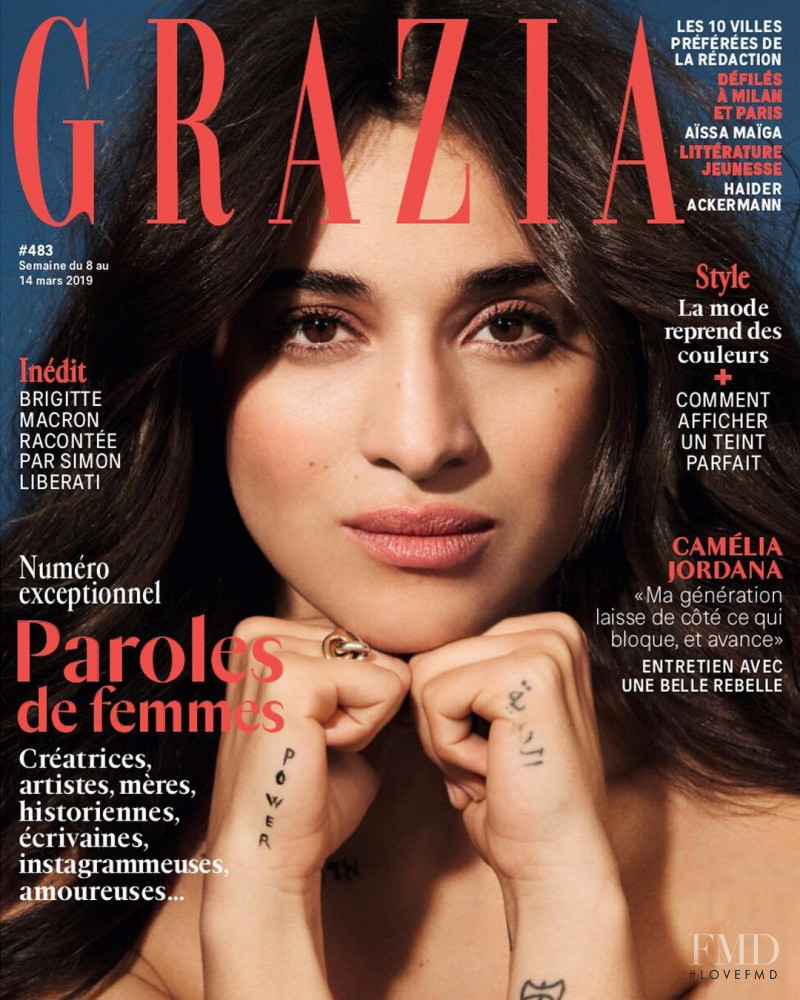 Camelia Jordana featured on the Grazia France cover from March 2019