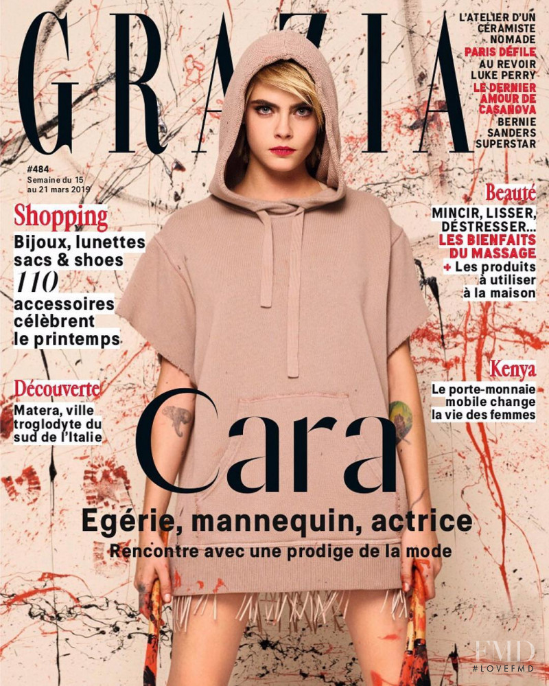 Cara Delevingne featured on the Grazia France cover from March 2019