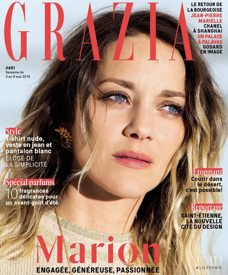 Marion Cotillard featured on the Grazia France cover from May 2019