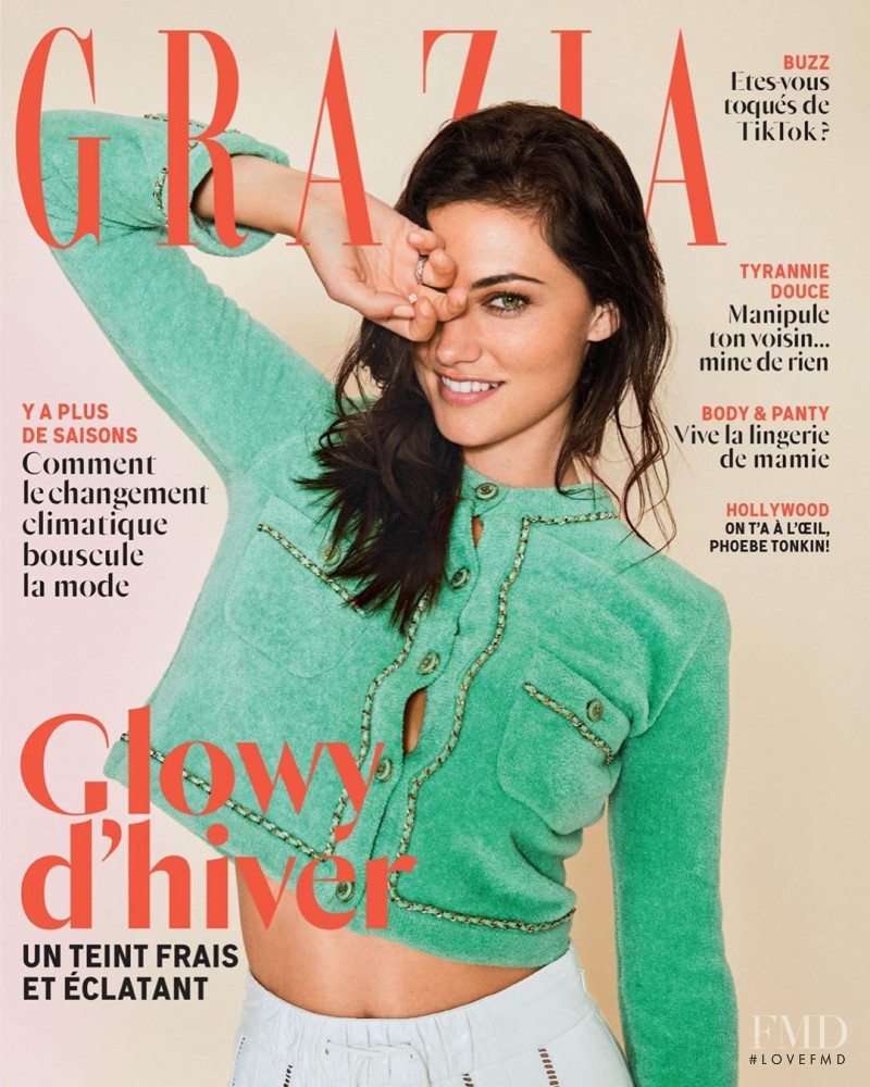 Phoebe Tonkin featured on the Grazia France cover from November 2019