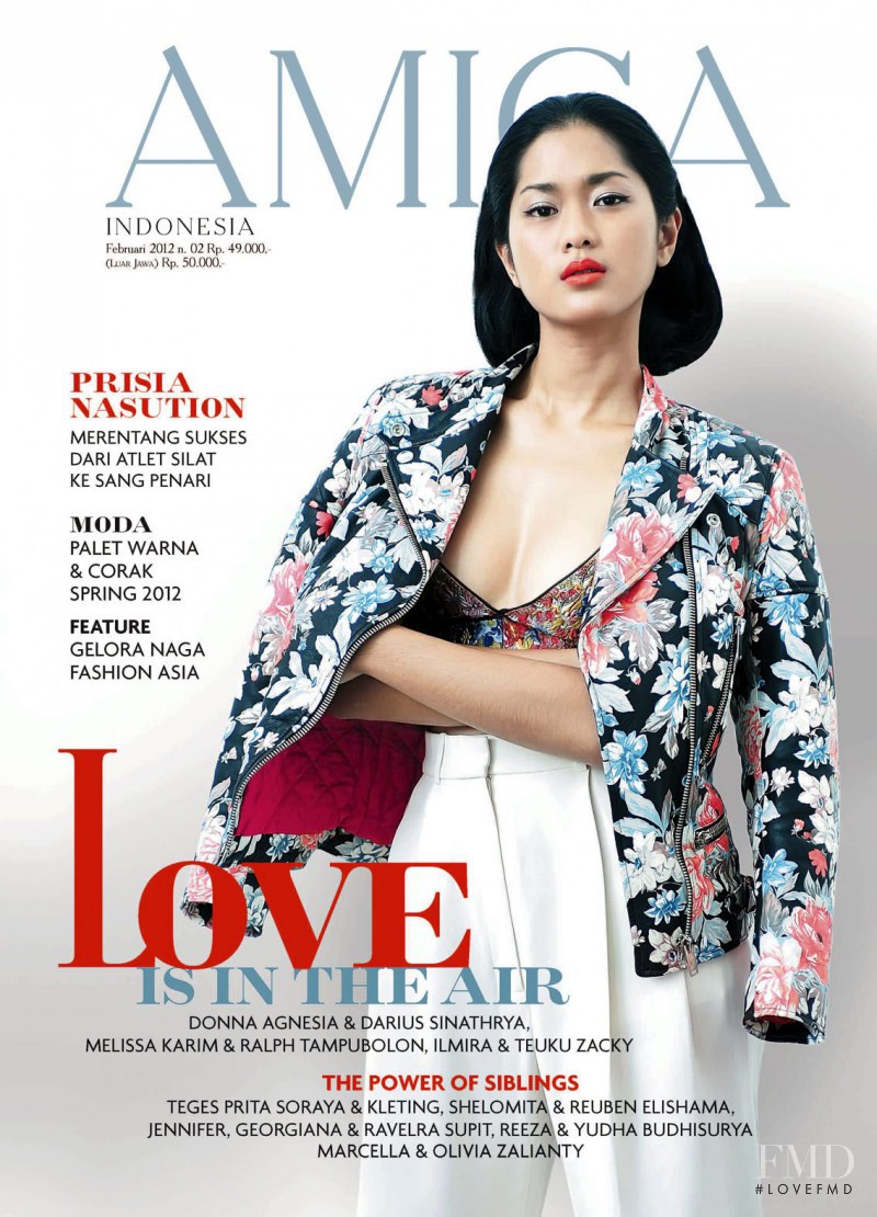 Prisia Nasution featured on the AMICA Indonesia cover from February 2012