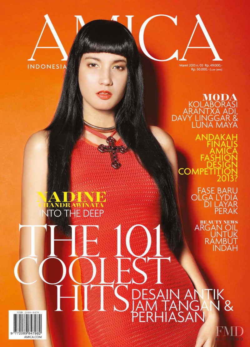 Nadine Chandrawinata featured on the AMICA Indonesia cover from March 2013