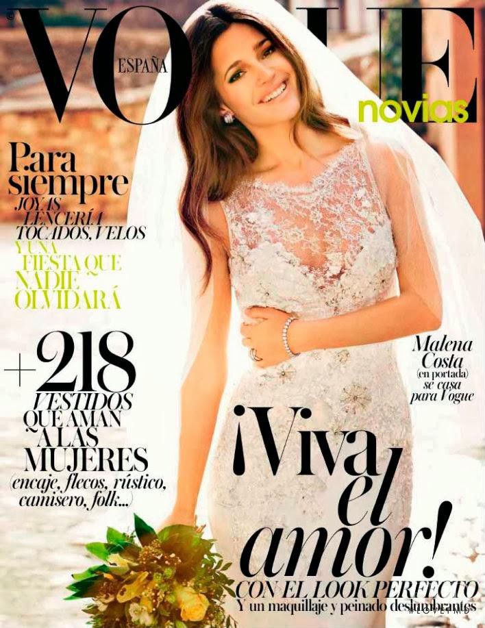 Malena Costa featured on the Vogue Novias Spain cover from March 2014