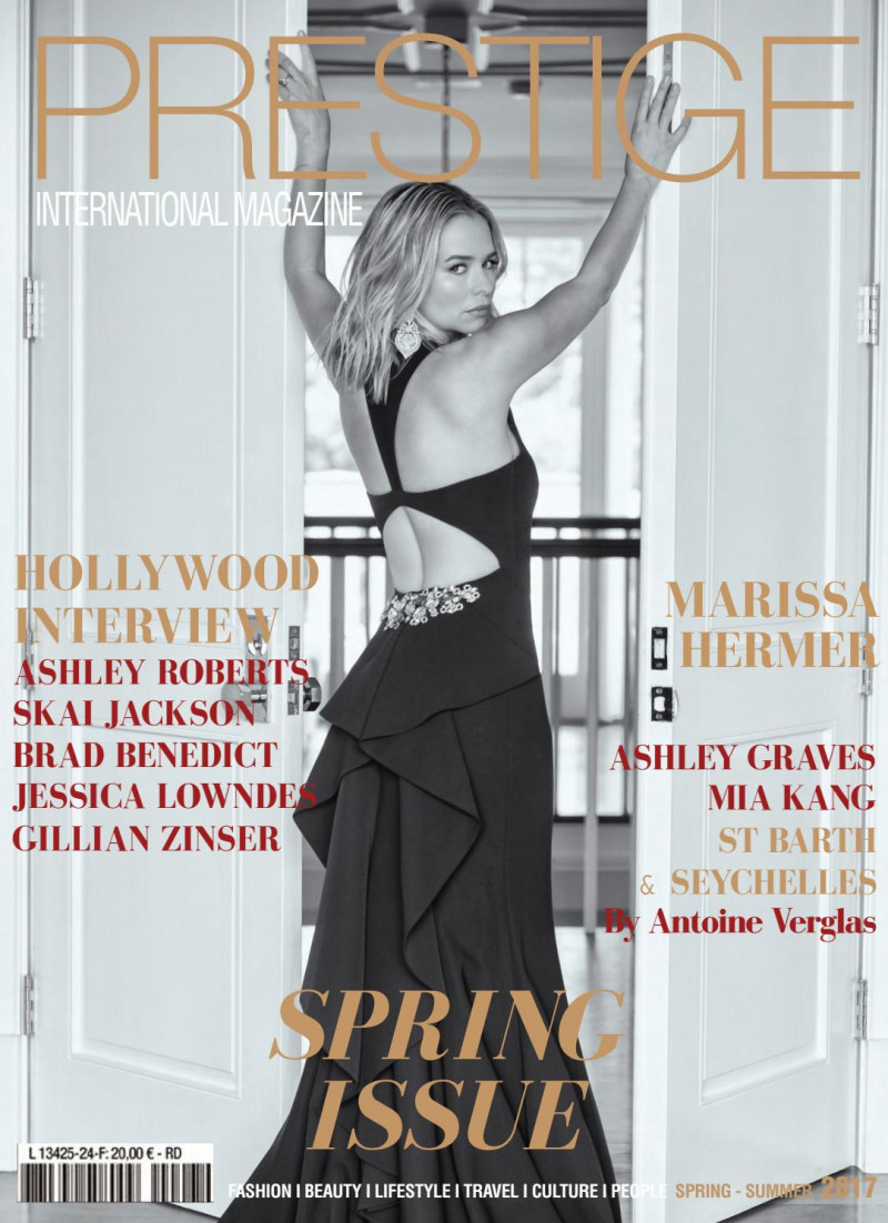 Marissa Hermer featured on the Prestige International Magazine cover from March 2017