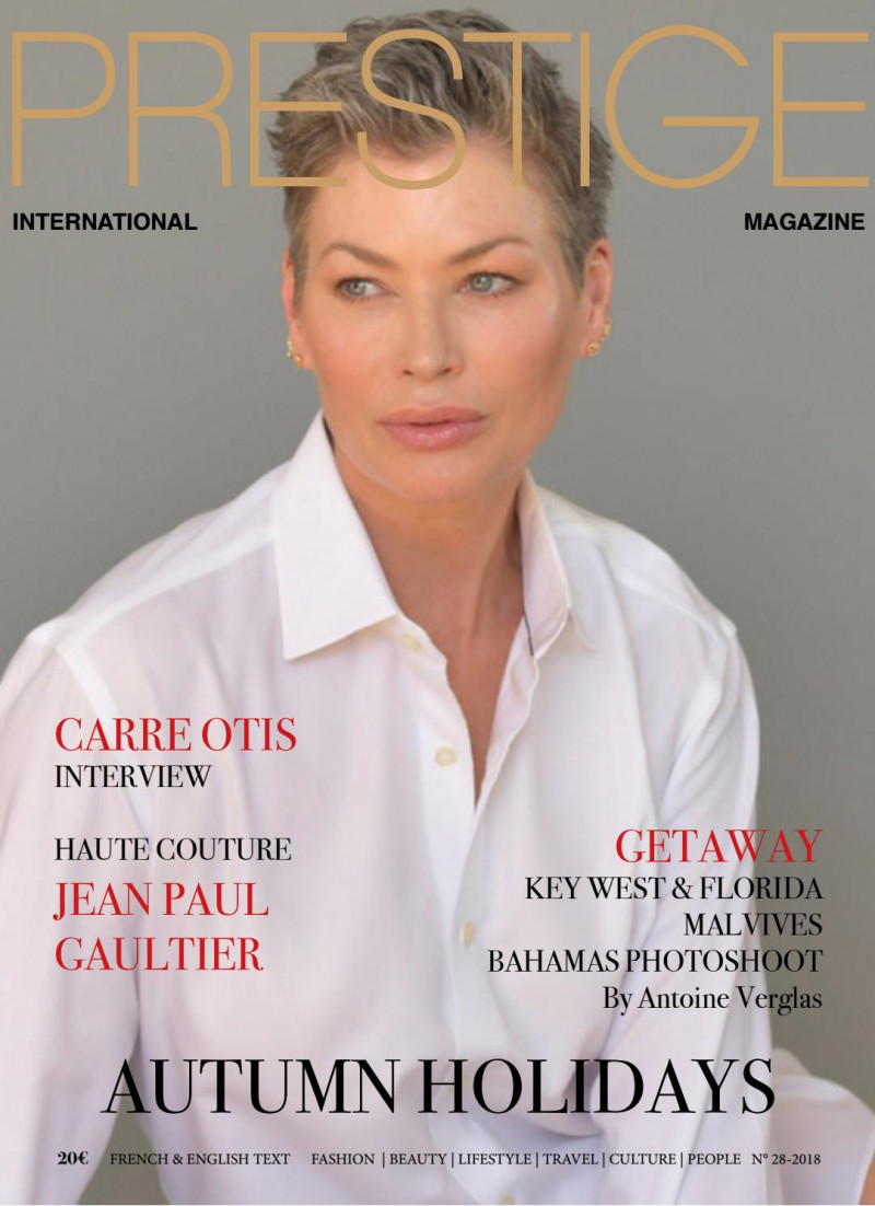 Carre Otis featured on the Prestige International Magazine cover from September 2018
