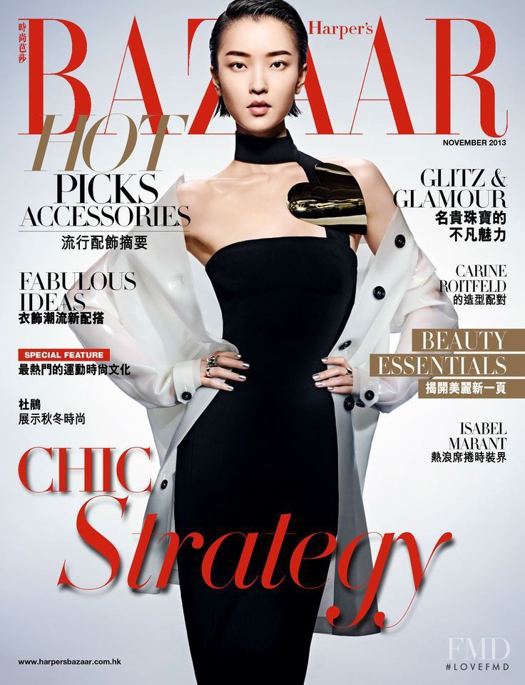 Du Juan featured on the Harper\'s Bazaar Hong Kong cover from November 2013