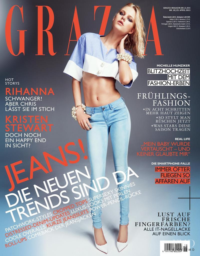 Julia Almendra featured on the Grazia Germany cover from April 2013