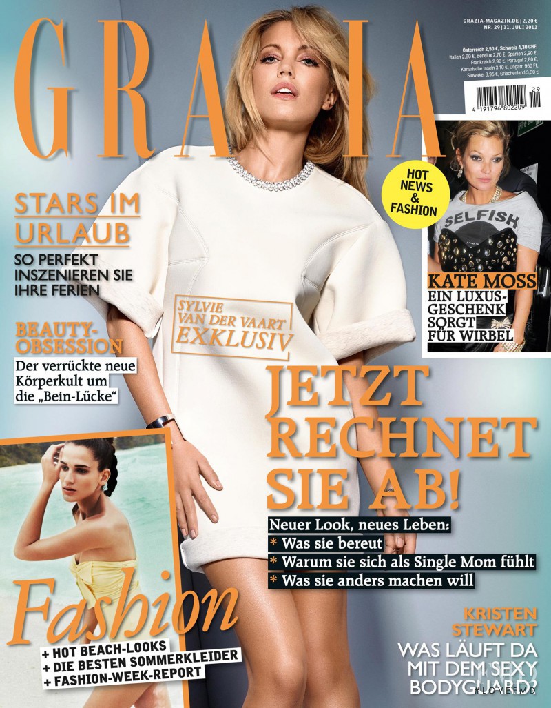 Sylvie van der Vaart featured on the Grazia Germany cover from July 2013