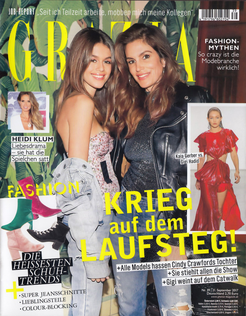 Cindy Crawford, Kaia Gerber featured on the Grazia Germany cover from September 2017