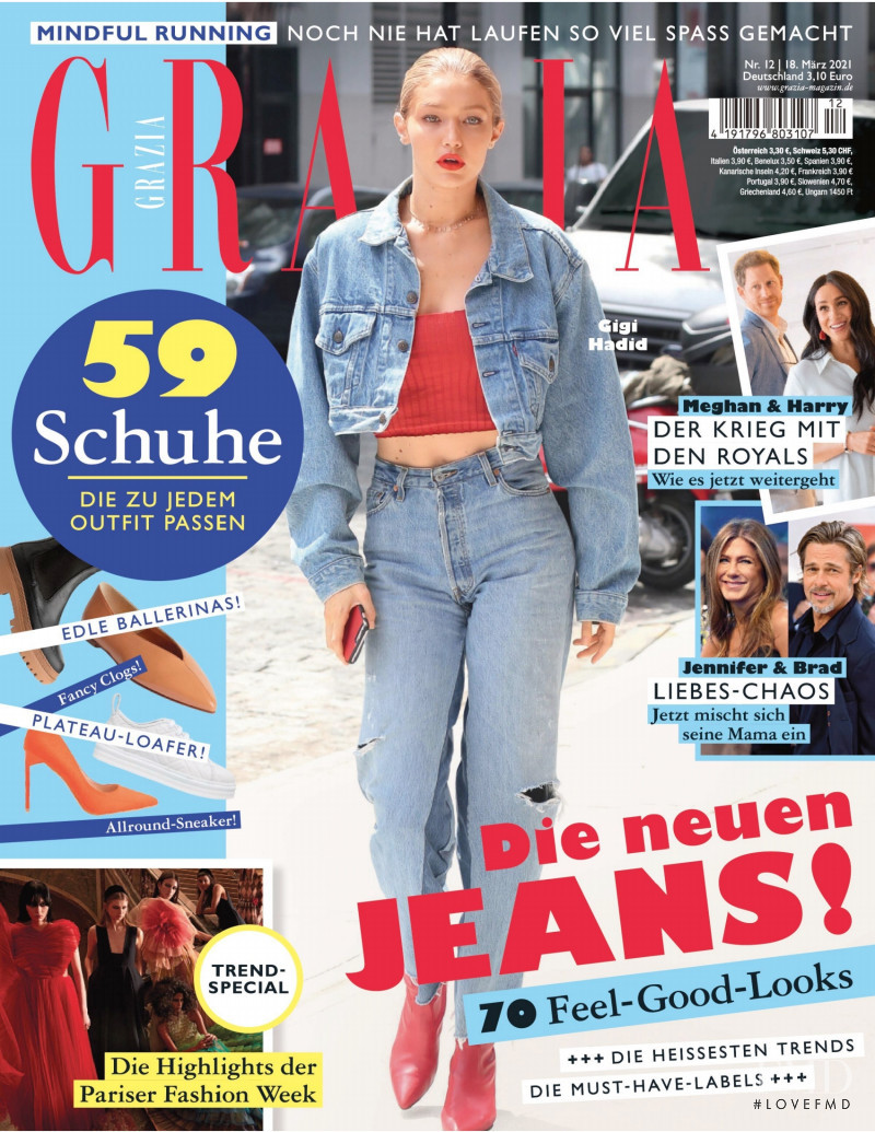 Gigi Hadid featured on the Grazia Germany cover from March 2021