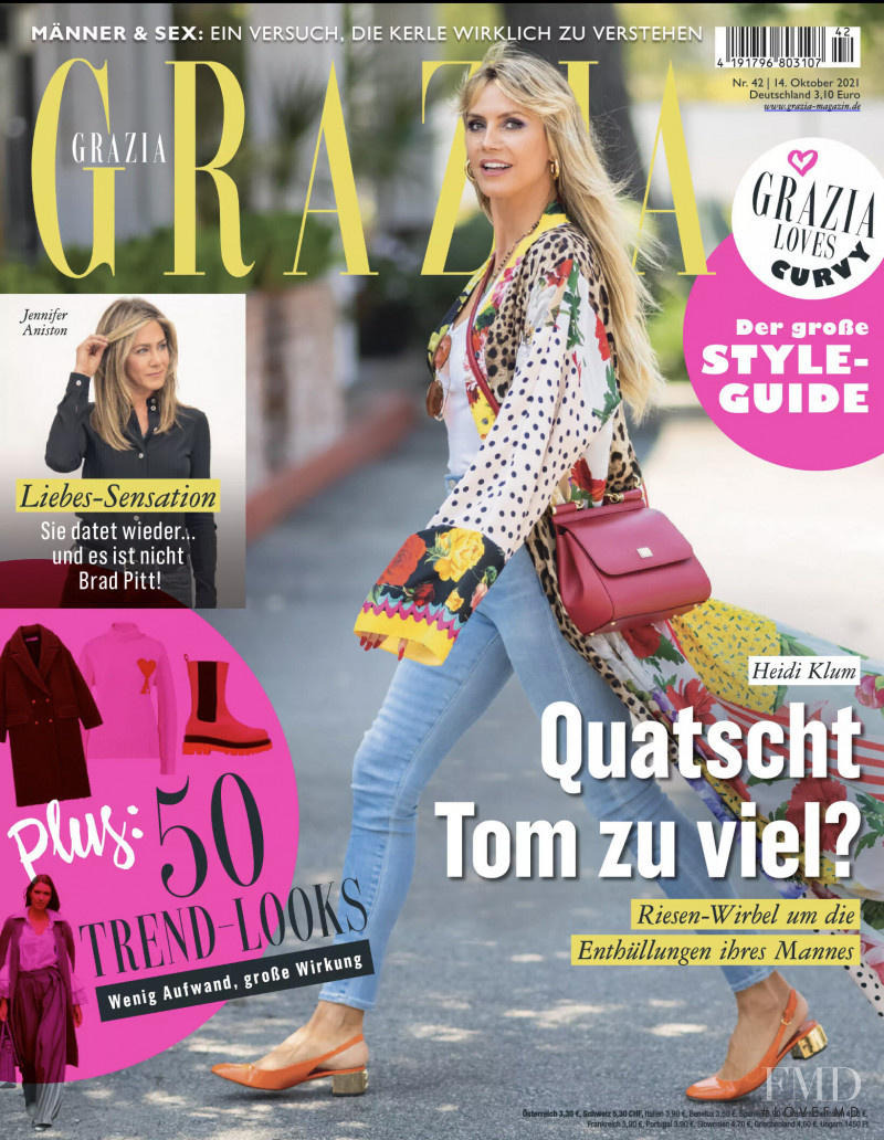 Heidi Klum featured on the Grazia Germany cover from October 2021